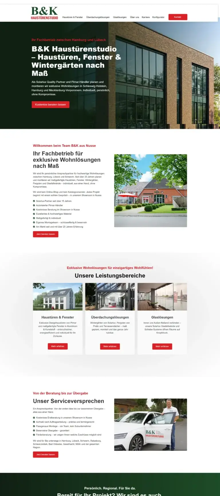 Website B&K Haustürenstudio – Desktop-Ansicht