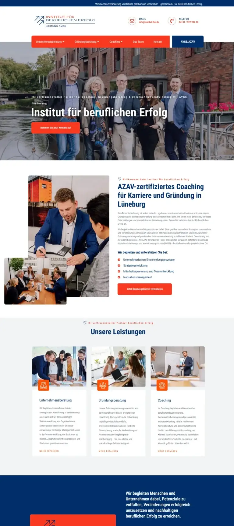 Website Institut für beruflichen Erfolg – Desktop-Ansicht