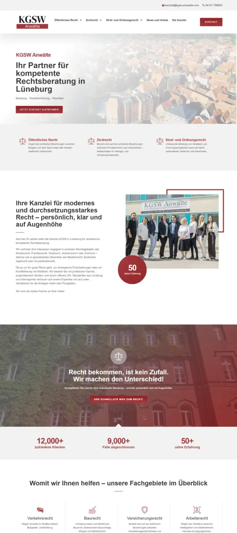 Website KGSW Anwälte – Desktop-Ansicht